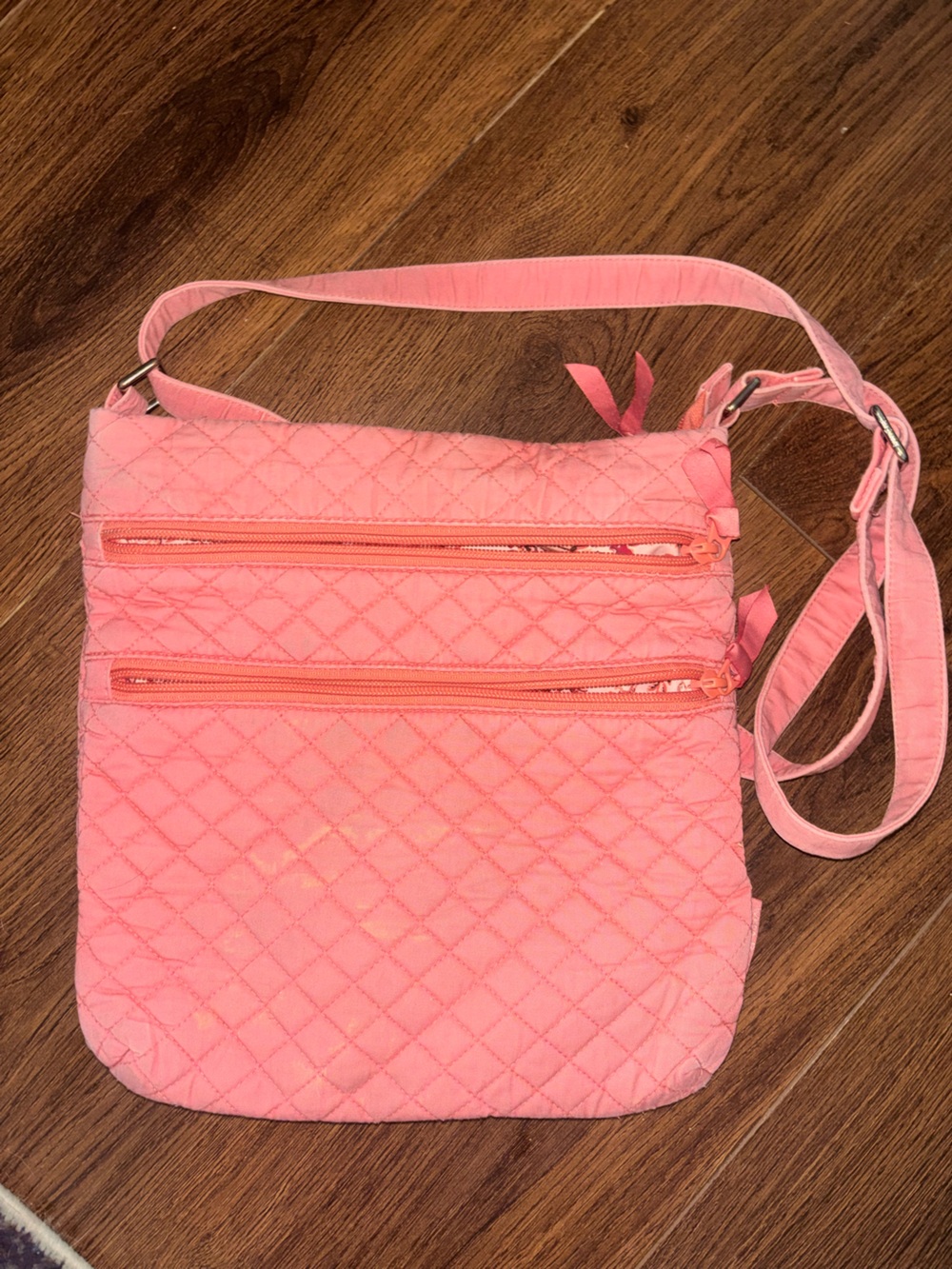 Vintage Vera Bradley Quilted Pink Crossbody Bag Everyday Shoulder Bag
